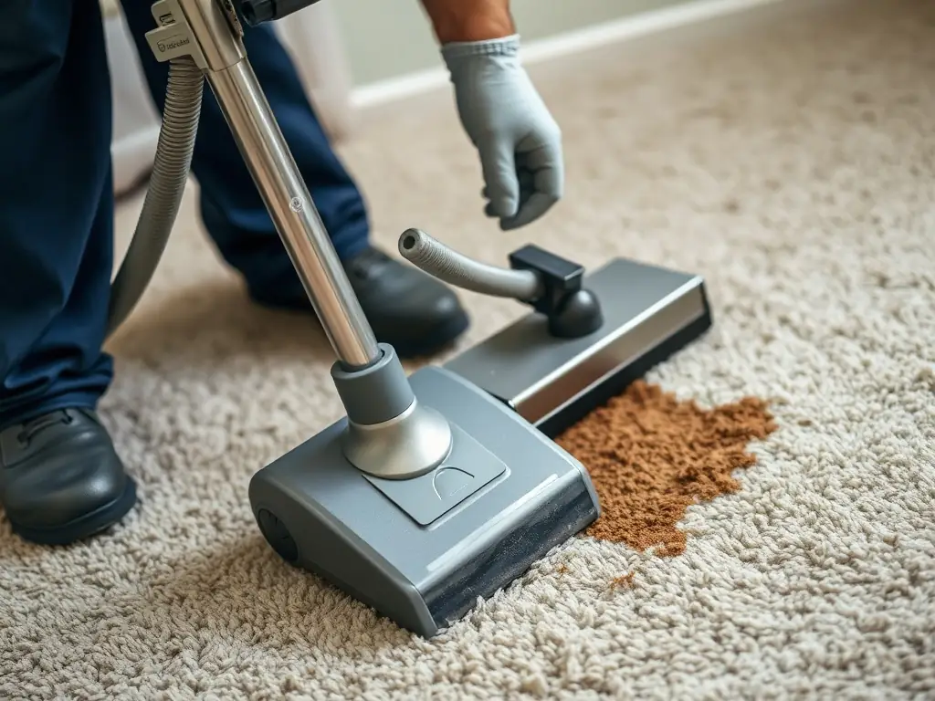 A close-up shot of a technician using specialized equipment to clean carpet, highlighting specialized cleaning services.